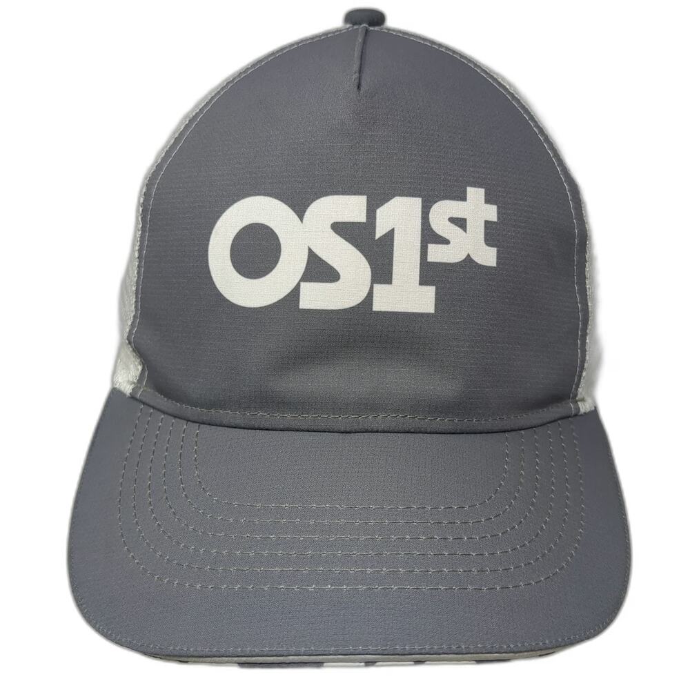 Headsweats OS1st Trucker Hat Gray White One Size Snapback Mesh Patterned Brim